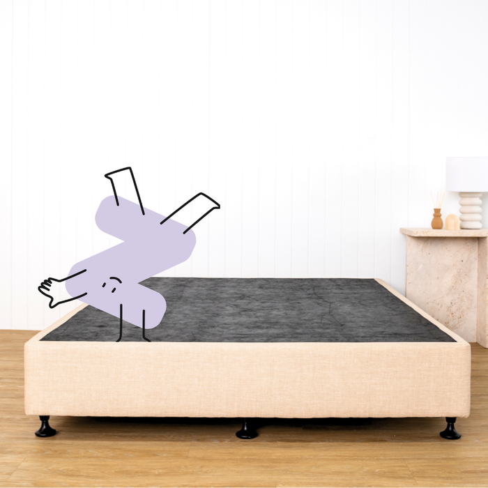 Naptime Bed Base — linen-wrapped slat base with FSC-certified timber for Australian bedrooms