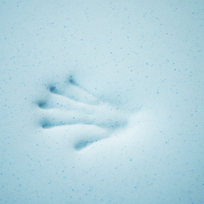 hand print on cool gel memory foam